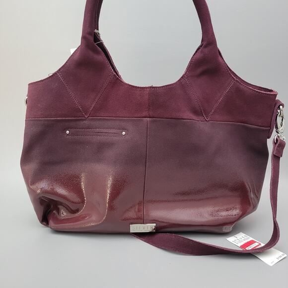 Steven by Steve Madden Patent Leather Shoulder Bag Purse Tote Burgundy Ombre Y2K - Picture 1 of 12